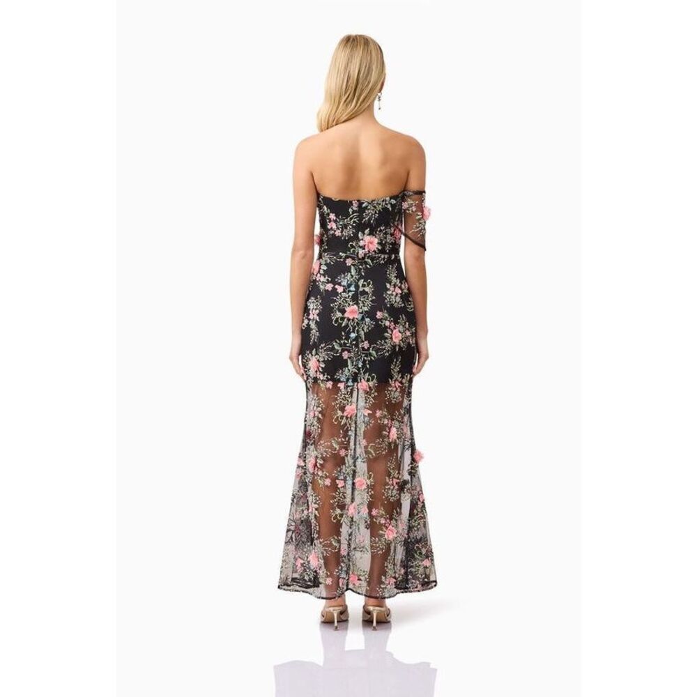 ELLIATT Gaia Maxi Dress - Black Multi Wedding Guest Gala Event Dress size S NWT - Picture 4 of 8